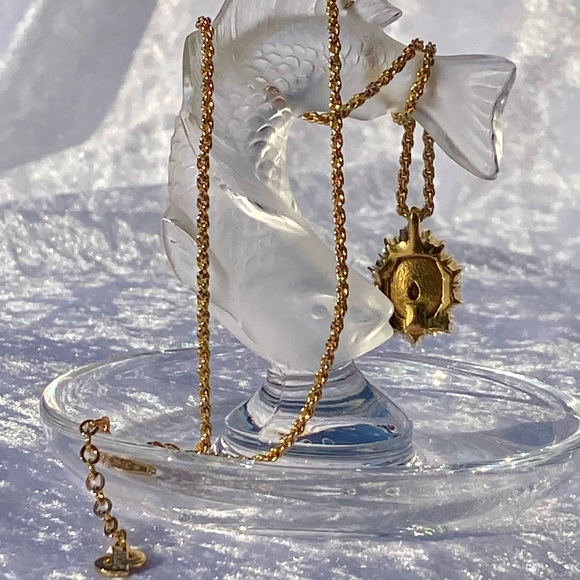 Vintage Christian Dior Signed Halo Blue Crystal Pendant Necklace - Picture 15 of 16